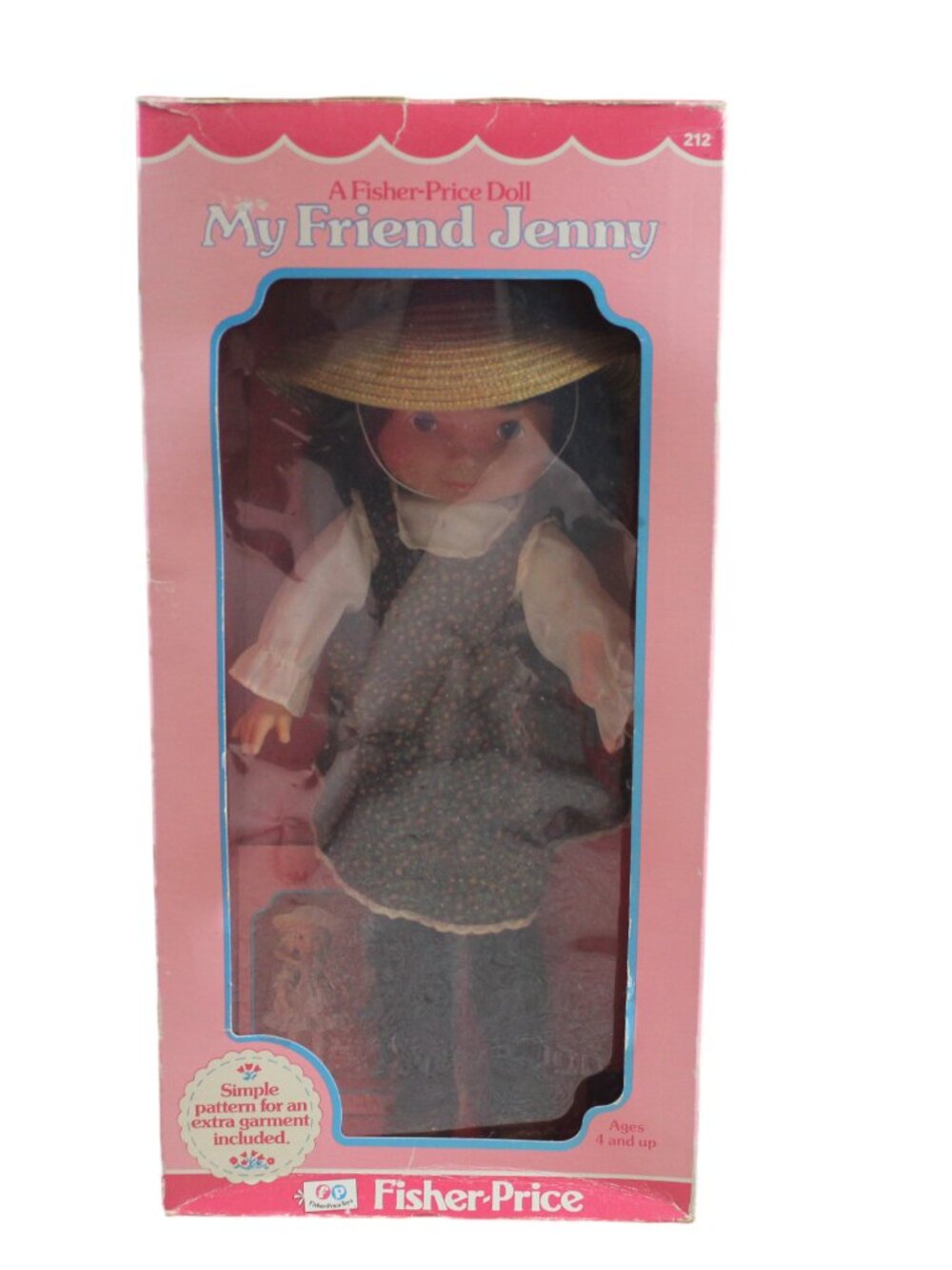 Fisher Price My Friend Jenny Doll #212 Vintage Toy 1979 Brown Dress Hat 15"